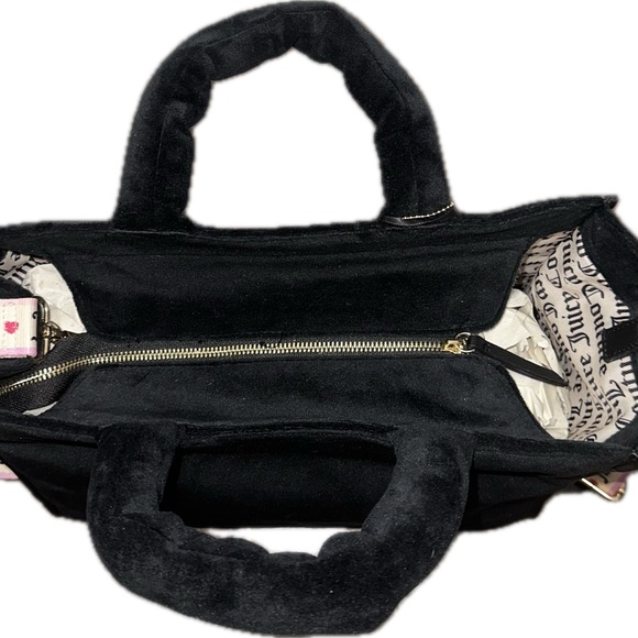 NWT Juicy Couture Black Velour Liquorice Extra Spender Tote Crossbody - Picture 7 of 10